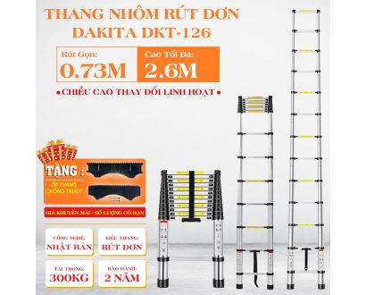 Thang Nhôm Rút Đơn DAKITA DKT-126 [Cao tối đa 2.6m]