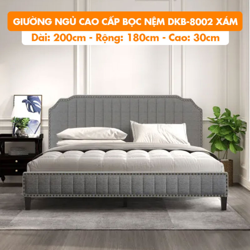 giường ngủ bộc nệm màu xám