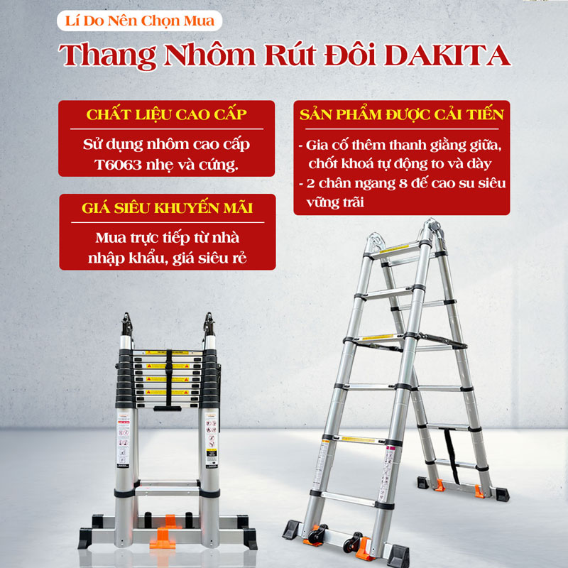 Ưu điểm thang nhôm rút đôi chữ a
