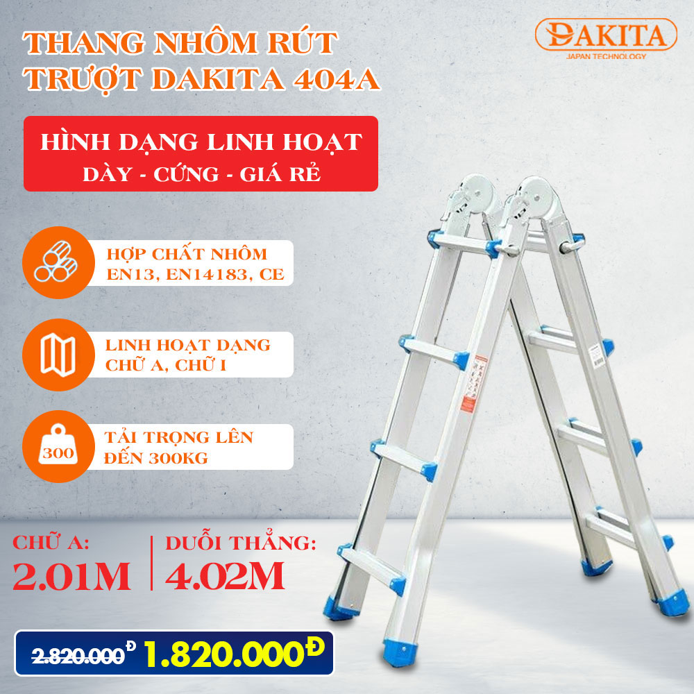 Thang nhôm rút trượt dkt-404