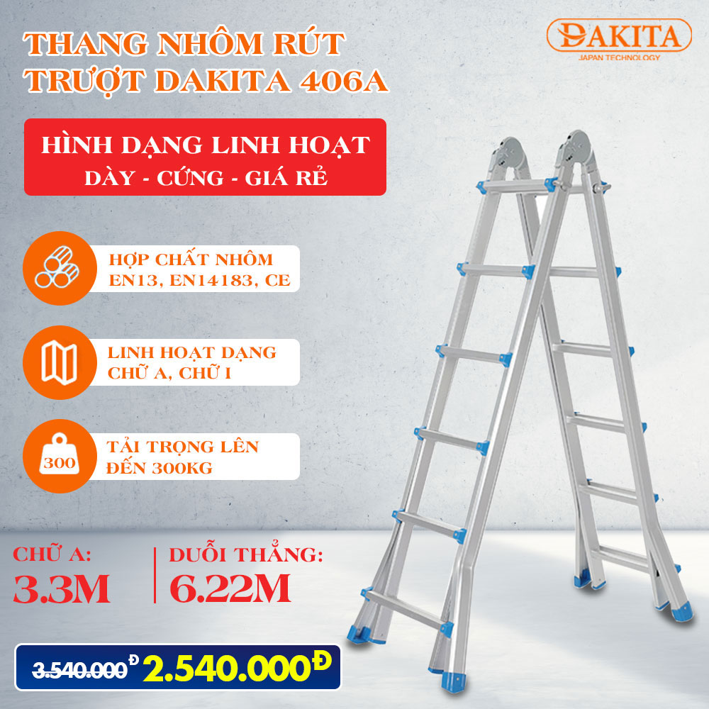 Thang nhôm rút trượt dkt-406