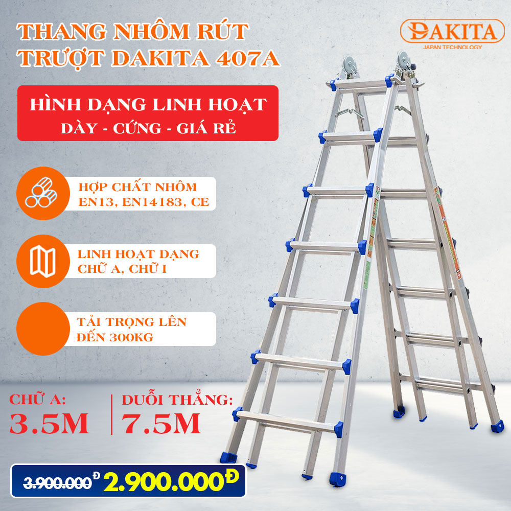 Thang nhôm rút trượt dkt-407