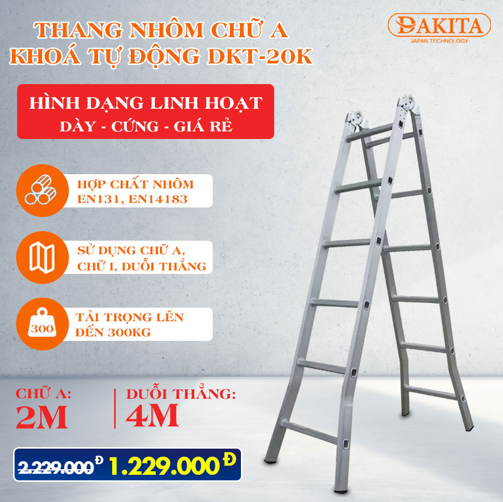 Thang nhôm khoá tự động dkt-20k