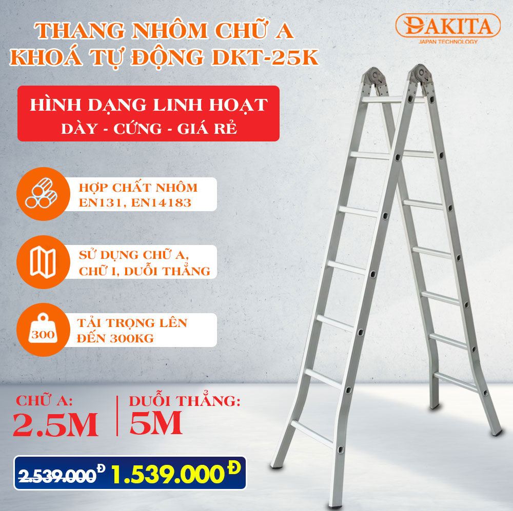 Thang nhôm khoá tự động dkt-25k