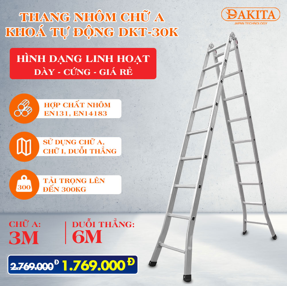 Thang nhôm khoá tự động dkt-30k