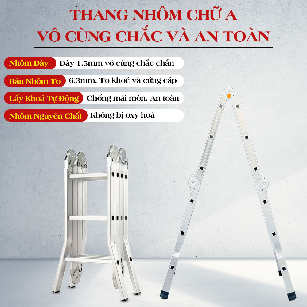 Ưu diểm thang nhôm gấp 4 đoạn 