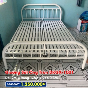 [Rộng 1.2m] Giường Sắt Ống Tròn DAKITA DKGX-1001 Trắng Kem