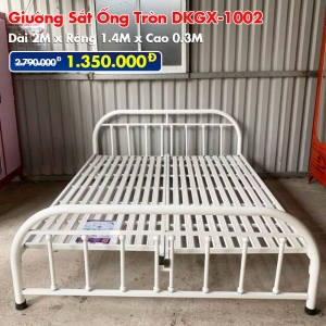 [Rộng 1.4m] Giường Sắt Ống Tròn DAKITA DKGX-1002 Trắng Kem
