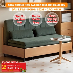 [Rộng 1.02m - Nệm Xơ Dừa] Sofa Giường DAKITA DKM-1001- Xanh Rêu - Hộc Tủ Gỗ
