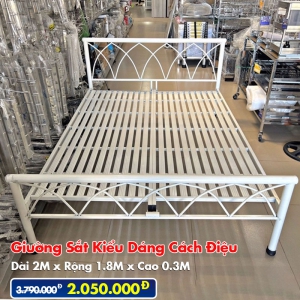 [Rộng 1.8M] Giường Sắt Kiểu Cách Điệu DAKITA Trắng Kem