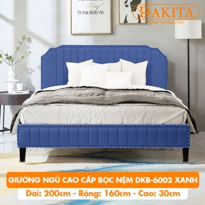 [Rộng 1.6m – Màu Xanh] Giường Ngủ Cao Cấp Bọc Nệm DKB-6002 Xanh - Vải Bố Thoáng Mát