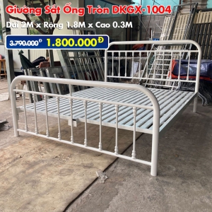 [Rộng 1.8m] Giường Sắt Ống Tròn DAKITA DKGX-1004 Trắng Kem