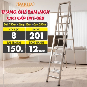 [8 Bậc – Khung Inox] THANG GHẾ BÀN INOX CAO CẤP DKT-08B