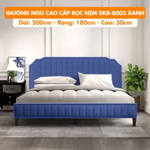 [Rộng 1.8m – Màu Xanh] Giường Ngủ Cao Cấp Bọc Nệm DKB-8002 Xanh - Vải Bố Thoáng Mát