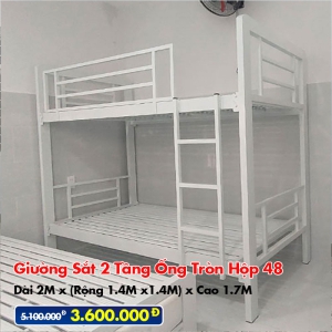 Giường Sắt Hai Tầng Hộp 48 Trên 1.4m Dưới 1.4m DAKITA Trắng