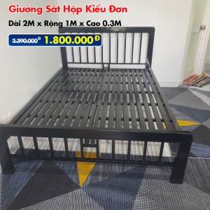 [Rộng 1m] Giường Sắt Hộp Kiểu Đơn Đen DAKITA