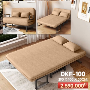[Rộng 100cm] Giường Ngủ Thành Ghế DAKITA DKF-100 - Màu Nâu Kem