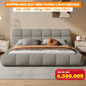 [Rộng 1.8m] Giường Ngủ Bọc Nệm DAKITA Phong Cách Hiện Đại