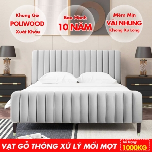 [Nhiều màu sắc] Giường Ngủ Hiện Đại Khung Gỗ Bọc Nệm Vải Nhung DKB-6001