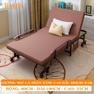 [Rộng 80cm] Giường Ngủ Cá Nhân Có Nệm Xếp Gọn DAKITA DKB-80 NÂU