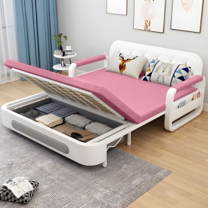 Ghế Sofa Giường DAKITA DKB-912-Hồng Có hộc tủ - Giường Ngủ Thông Minh Gấp Thành Sofa [ Vải thoáng mát]