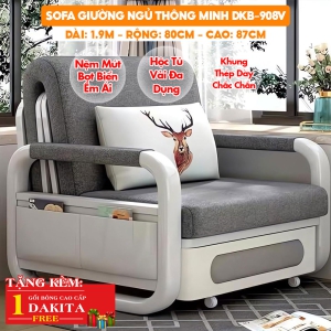 Sofa Giường DAKITA DKB-908V - Rộng 80cm - Nệm Mút Bọt Biển - Hộc Tủ Vải
