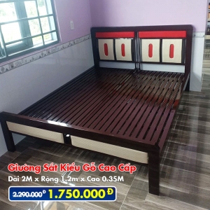 [Nhiều Kích Thước] Giường Sắt Kiểu Gỗ Cao Cấp DAKITA
