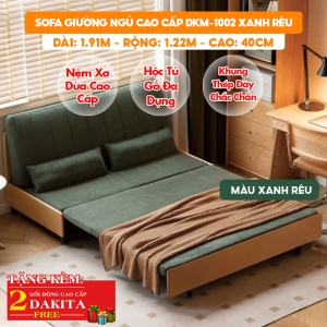 [Rộng 1.22m - Nệm Xơ Dừa] Sofa Giường DAKITA DKM-1002- Xanh Rêu - Hộc Tủ Gỗ