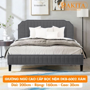 [Rộng 1.6m – Màu Xám] Giường Ngủ Cao Cấp Bọc Nệm DKB-6002 Xám - Vải Bố Thoáng Mát