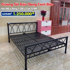 [Rộng 1.2M] Giường Sắt Kiểu Cách Điệu DAKITA Đen