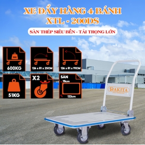Xe Đẩy Hàng 4 Bánh Phong Thạnh Tải 600Kg XTL 200DS