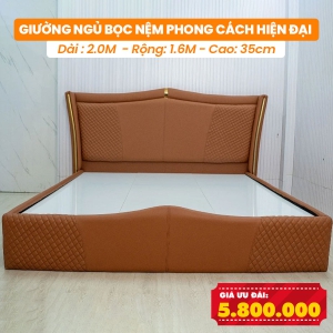 [Rộng 1.6m - Màu Cam] Giường Ngủ Bọc Nệm DAKITA Phong Cách Hiện Đại