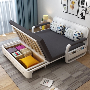 Ghế Sofa Giường DAKITA DKB-918-Xám Đen Có hộc tủ - Giường Ngủ Thông Minh Gấp Thành Sofa [ Vải thoáng mát]