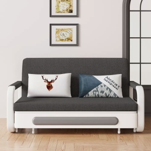 Ghế Sofa Giường DAKITA DKB-910-Xám Đen Có hộc tủ - Giường Ngủ Thông Minh Gấp Thành Sofa [ Vải thoáng mát]