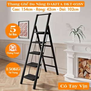 [5 BẬC - TAY VỊN AN TOÀN] Thang Ghế Đa Năng DAKITA DKT-05SV – Chữ A 1.12m