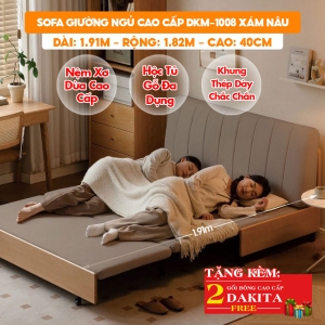 [Rộng 1.82m - Nệm Xơ Dừa] Sofa Giường DAKITA DKM-1008- Xám Nâu - Hộc Tủ Gỗ