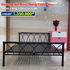 [Rộng 1.4M] Giường Sắt Kiểu Cách Điệu DAKITA Đen