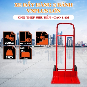Xe Đẩy Hàng 2 Bánh Cao Su Đúc Cao 1m4 Tải 200kg