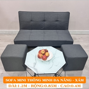 SOFA BED MINI MINI VẢI NỈ MÀU XÁM - RỘNG 1M DÀI 1M2 [HÀNG CAO CẤP- GIÁ TẠI KHO ]