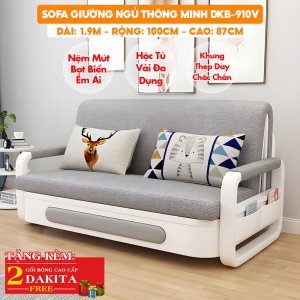 Sofa Giường DAKITA DKB-910V - Rộng 100cm - Nệm Xơ Dừa - Hộc Tủ Vải