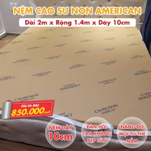 [Rộng 1.4m] Nệm Cao Su Non America - Độ Đàn Hồi Cao Không Xẹp Lún