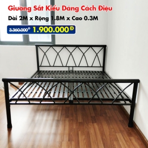 [Rộng 1.8M] Giường Sắt Kiểu Cách Điệu DAKITA  Đen