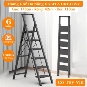 [6 BẬC - BẬC THANG TO]. Thang Ghế Đa Năng DAKITA DKT-06SV – Chữ A 1.78m