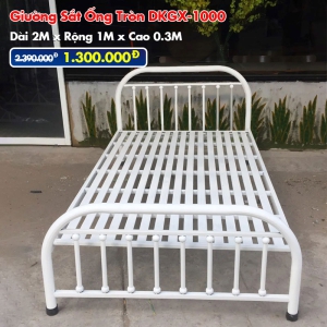 [Rộng 1m] Giường Sắt Ống Tròn DAKITA DKGX-1000 Trắng Kem
