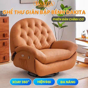 [Màu Cam] Ghế Thư Giãn Bập Bênh Xoay DAKITA Phiên Bản Chỉnh Cơ