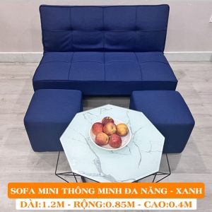 SOFA BED MINI VẢI NỈ MÀU XANH ĐẬM - RỘNG 1M DÀI 1M2 [SIÊU ĐẸP - ĐỔI MỚI 90 NGÀY ]