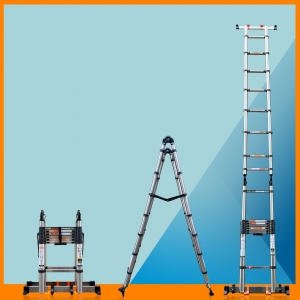 Thang Inox Rút Đôi Cao Cấp Có Bánh Xe DAKITA Model AI [CỨNG CÁP - AN TOÀN TUYỆT ĐỐI]