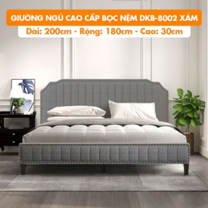 [Rộng 1.8m – Màu Xám] Giường Ngủ Cao Cấp Bọc Nệm DKB-8002 Xám - Vải Bố Thoáng Mát