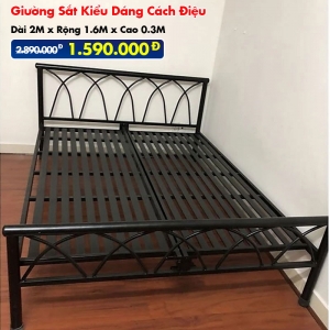 [Rộng 1.6M] Giường Sắt Kiểu Cách Điệu DAKITA Đen