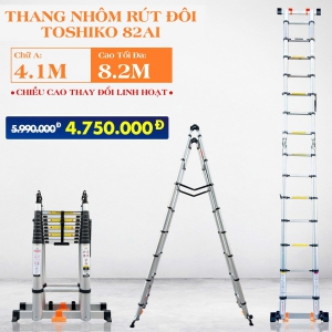 Thang Rút Đôi Chữ A TOSHIKO 82AI [Chữ A: 4.1m Duỗi 8.2m] 
